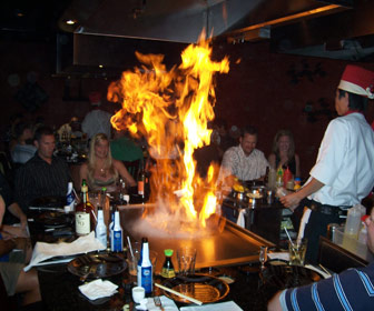 miyabi chef cooking shrimp